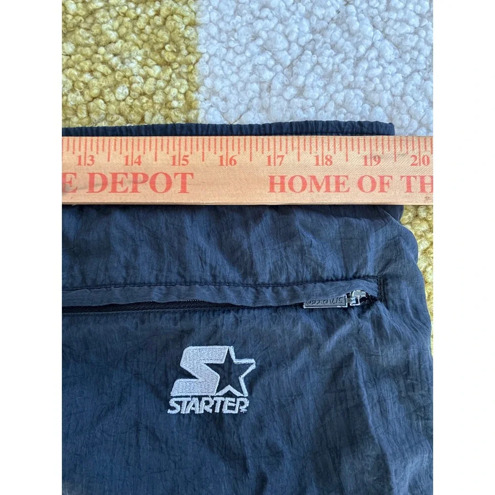 Starter Mens Navy Blue Nylon Mesh Lined Track Pants Joggers Size M Zipper Cuffs